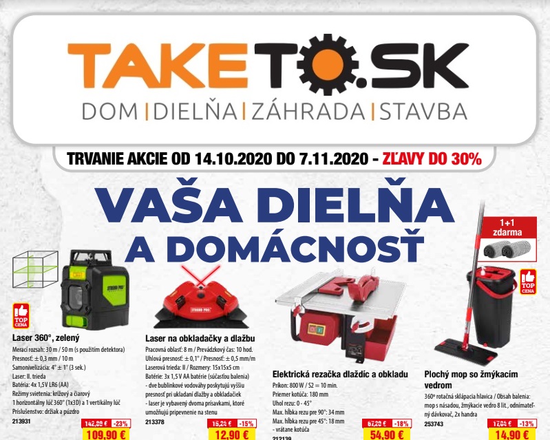 VAŠA DIELŇA A DOMÁCNOSŤ - 14.10 - 07.11.2020