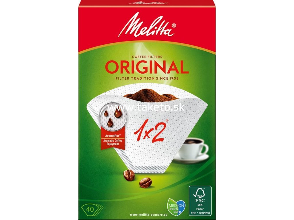 Filter Melitta Original, 1x2/40 ks, do kávovaru, s arómapórmi  + praktický pomocník k objednávke