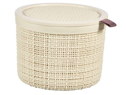 Košík s vekom Curver. JUTE ROUND, 2 lit., béžový, s vekom, 17x13 cm  + praktický pomocník k objednávke