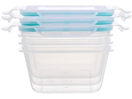 Dóza MagicHome Lunchbox set YH373, sada 3 ks, 600 ml, 135x135x75 mm, štvorcová, Clip  + praktický pomocník k objednávke