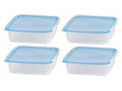 Dóza MagicHome Lunchbox set YH128 sada 4 ks, 1000 ml (17,7x17,7x5,8 cm), štvorcová, Clip  + praktický pomocník k objednávke