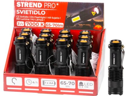Svietidlo Strend Pro Flashlight NX1040, 3 W, 70+65 lm, s bočným svetlom, Zoom, 1xAA, .  + praktický pomocník k objednávke