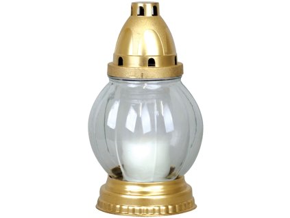 Kahanec Grave, číre sklo, zlatý, 18 h, 60 g, 20 cm, na hrob  + praktický pomocník k objednávke