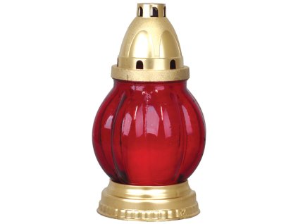 Kahanec Grave, červené sklo, zlatý, 18 h, 60 g, 20 cm, na hrob  + praktický pomocník k objednávke