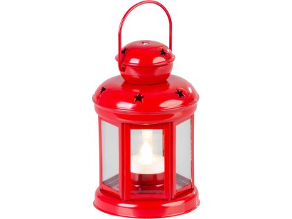Lampáš MagicHome Vianoce, červený, s LED sviečkou teplá biela, 10x15/20 cm  + praktický pomocník k objednávke