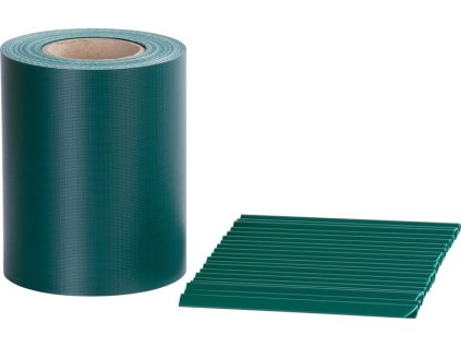 Páska Strend Pro EUROSTANDARD, 190 mm, L-35 m, tieniaca, zelená, krycia, na plotové panely, s 20 klipsami, 450 g/m2, PVC, RAL6005  + praktický pomocník k objednávke