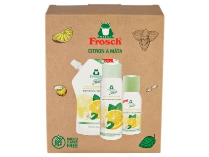 Súprava darčeková Frosch, citrón a mäta, 50 ml + 300 ml + 500 ml  + praktický pomocník k objednávke