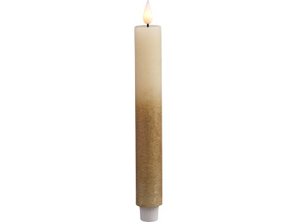 Sviečka MagicHome Vianoce, LED, 2xAAA, jednoduché svietenie, časovač, krémová/zlatá, metalický efekt, 3x25 cm  + praktický pomocník k objednávke