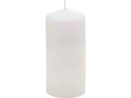 Sviečka MagicHome Vianoce, 5,5x12 cm, valcová, biela, s glitrami  + praktický pomocník k objednávke