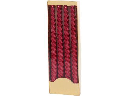 Sviečka MagicHome Vianoce, 25 cm, bal. 4 ks, červená, špirálová, točená  + praktický pomocník k objednávke