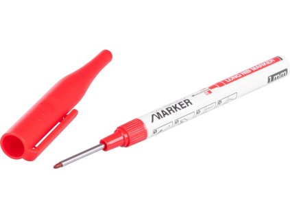 Značkovač Strend Pro, hĺbkový, červený, extra dlhý hrot  + praktický pomocník k objednávke