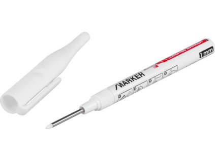 Značkovač Strend Pro, hĺbkový, biely, extra dlhý hrot  + praktický pomocník k objednávke