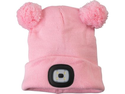 Čiapka Strend Pro kid ružová M, s brmbolcami, 4x SMD LED, USB nabíjanie  + praktický pomocník k objednávke