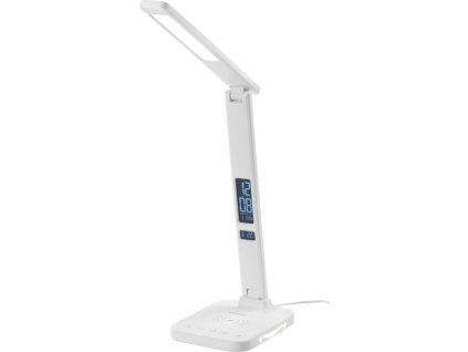 Lampa Strend Pro, stolná, LED, bezdrôtové nabíjanie, voľba intenzity svetla, s displejom, hodiny, budík, teplomer, 4 W, biela  + praktický pomocník k objednávke