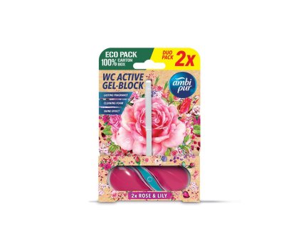 Ambipur WC Active gel-blok ruže a ľalia 2x45g  + praktický pomocník k objednávke