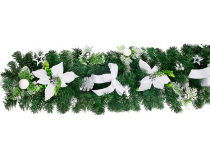 Dekorácia MagicHome Vianoce, girlanda, bielo-strieborná 200 cm  + praktický pomocník k objednávke