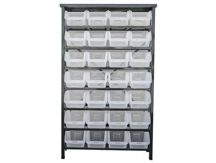 Stojan s plastovými boxami HL3205, 28 zásobníkov, 94x30x150 cm  + praktický pomocník k objednávke