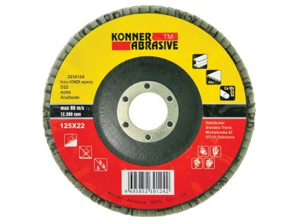 Kotúč KONNER D22 125x22 mm, A40, AluOxide, vejarový, lamelový  + praktický pomocník k objednávke