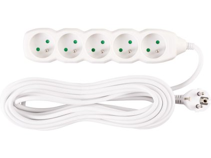 Kábel DG-F805B L-10 m, predlžovací, biely, 5x zásuvka, new edition  + praktický pomocník k objednávke