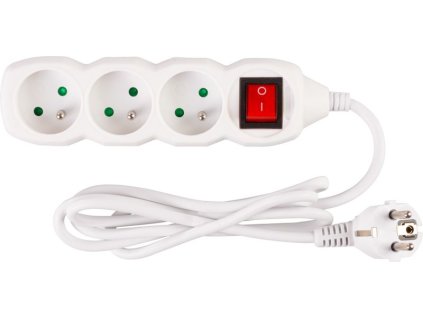 Kábel DG-F803BK L-1.5 m, predlžovací, biely, 3x zásuvka + vypínač, new edition  + praktický pomocník k objednávke