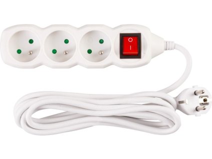 Kábel DG-F803BK L-3 m, predlžovací, biely, 3x zásuvka + vypínač, new edition  + praktický pomocník k objednávke