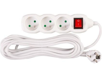 Kábel DG-F803BK L-5 m, predlžovací, biely, 3x zásuvka + vypínač, new edition  + praktický pomocník k objednávke