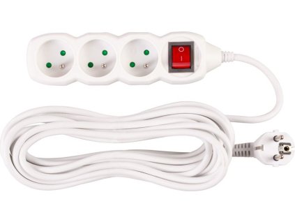 Kábel DG-F803BK L-7 m, predlžovací, biely, 3x zásuvka + vypínač, new edition  + praktický pomocník k objednávke
