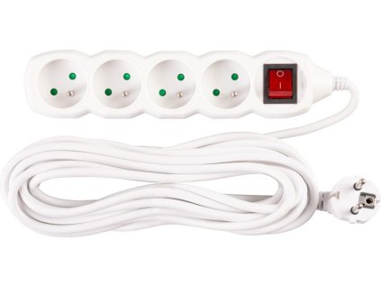 Kábel DG-F804BK L-7 m, predlžovací, biely, 4x zásuvka + vypínač, new edition  + praktický pomocník k objednávke
