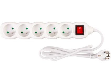 Kábel DG-F805BK L-1.5 m, predlžovací, biely, 5x zásuvka + vypínač, new edition  + praktický pomocník k objednávke