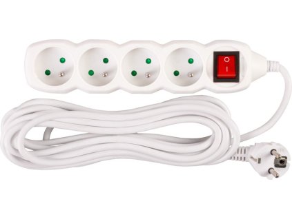 Kábel DG-F804BK L-5 m, predlžovací, biely, 4x zásuvka + vypínač, new edition  + praktický pomocník k objednávke