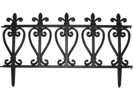 Ohrada Gardens F419, 61,5x33.5 cm, 240 cm/set, bal. 4 ks, plastový, čierny, mini dekoračný plot  + praktický pomocník k objednávke
