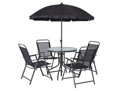 Set záhradný LETICIA GREY, stôl 85x71 cm, 4x stolička 74x53x91 cm, dáždnik 180 cm  + praktický pomocník k objednávke