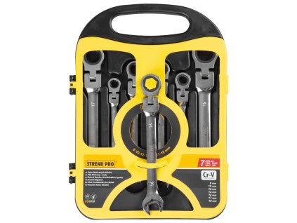 Sada kľúčov Strend Pro CSS819, 7 dielna, očkoploché, račňové s kĺbom, 8-19 mm  + praktický pomocník k objednávke