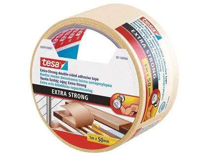 Páska tesa. Extra STRONG Permanent, obojstranne lepiaca, fóliová, biela , 50 mm, L-5 m  + praktický pomocník k objednávke