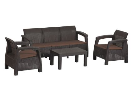 Set terasový BAHAMA, Mocca hnedá, stôl, kreslo 3+1+1  + praktický pomocník k objednávke