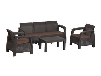 Set terasový BAHAMA, Mocca hnedá, stôl, kreslo 3+1+1  + praktický pomocník k objednávke