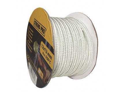 Šnúra sporáková Strend Pro, L-105 m, 6x6 mm, bal. 5 kg, tesniaca šnúra na sklo, na dvierka, na krby, na kachle, upchávka, biela  + praktický pomocník k objednávke
