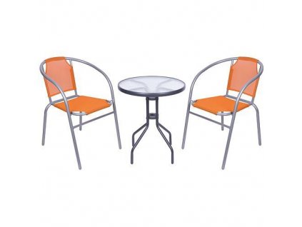 Set balkónový BRENDA, oranžový, stôl biely 72x59 cm, 2x stolička 60x71 cm  + praktický pomocník k objednávke
