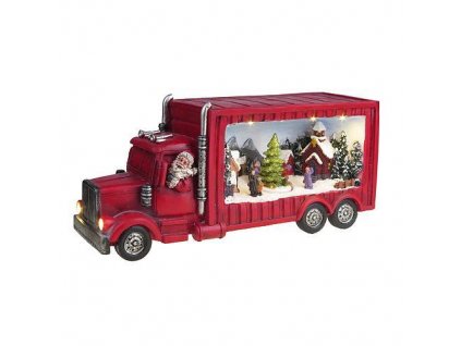 Dekorácia MagicHome Vianoce, Vianočný kamión, 6 LED biela, polyresin, 3xAA, interiér, 33x10x15 cm  + praktický pomocník k objednávke