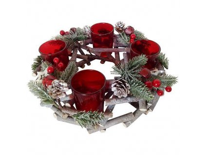 Adventný veniec MagicHome Xm1804, 27x27x6 cm, červený + praktický Darček k objednávke