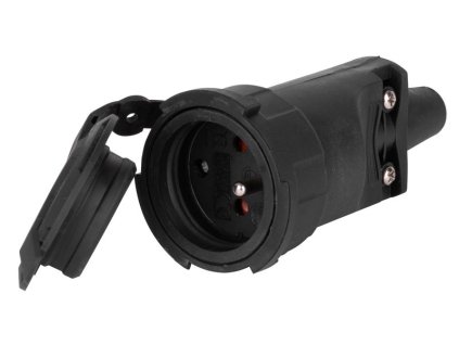 Zásuvka EMOS P0044, IP65, guma, čierna, na predlžovací kábel  + praktický pomocník k objednávke