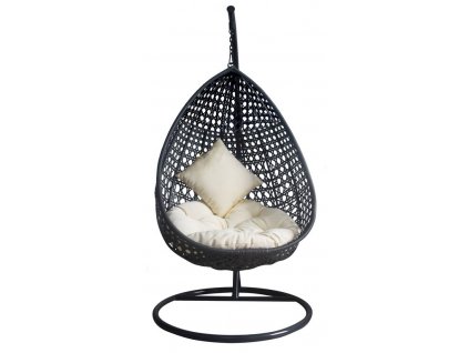 Kreslo JAKARTA, max. 150 kg, PE, rattan, hojdacie, záhradné, s vankúšom a poduškou  + praktický pomocník k objednávke