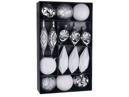 Gule MagicHome Vianoce, set, 15 ks, bielo - strieborné, na vianočný stromček, 8-15 cm + praktický pomocník k objednávke