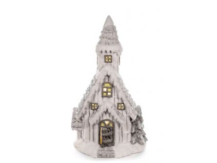 Dekorácia MagicHome Vianoce, Kostol, 9 LED žltá, keramika, 3xAAA, interiér, 30x20,5x51,5 cm  + praktický pomocník k objednávke