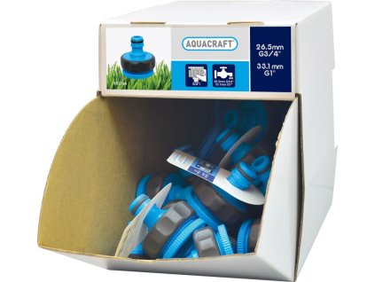 Adaptér AQUACRAFT. 552195 SoftTouch G1"-3/4", na záhradnú hadicu, Sellbox 70 ks  + praktický pomocník k objednávke