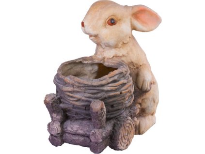 Dekorácia MagicHome Gecco, Zajačik s vozíkom, magnesia, 34x19x39 cm  + praktický pomocník k objednávke