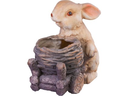 Dekorácia MagicHome Gecco, Zajačik s vozíkom, magnesia, 34x19x39 cm  + praktický pomocník k objednávke