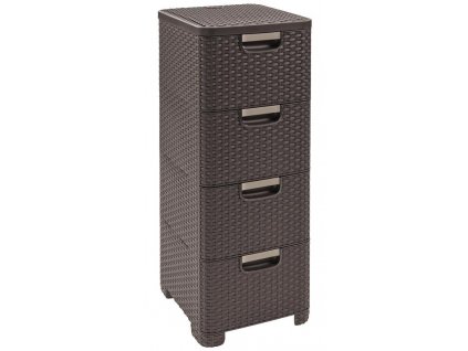 Komoda Curver® STYLE 4x, tmavohnedá, 33x79x38 cm + praktický Darček k objednávke