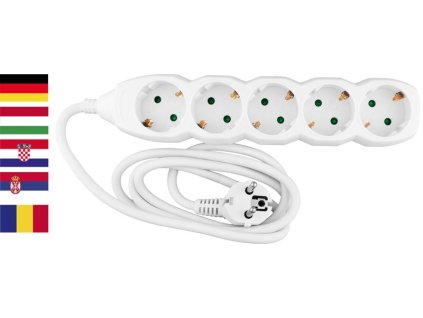 Cable GERMAN socket Strend Pro DG-805B 1,50 m, 5 sockets, HU, RO, SRB, CRO  + praktický pomocník k objednávke