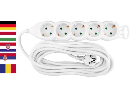 Cable GERMAN socket Strend Pro GER DG-805B 5,00 m, 5 sockets, HU, RO, SRB, CRO  + praktický pomocník k objednávke